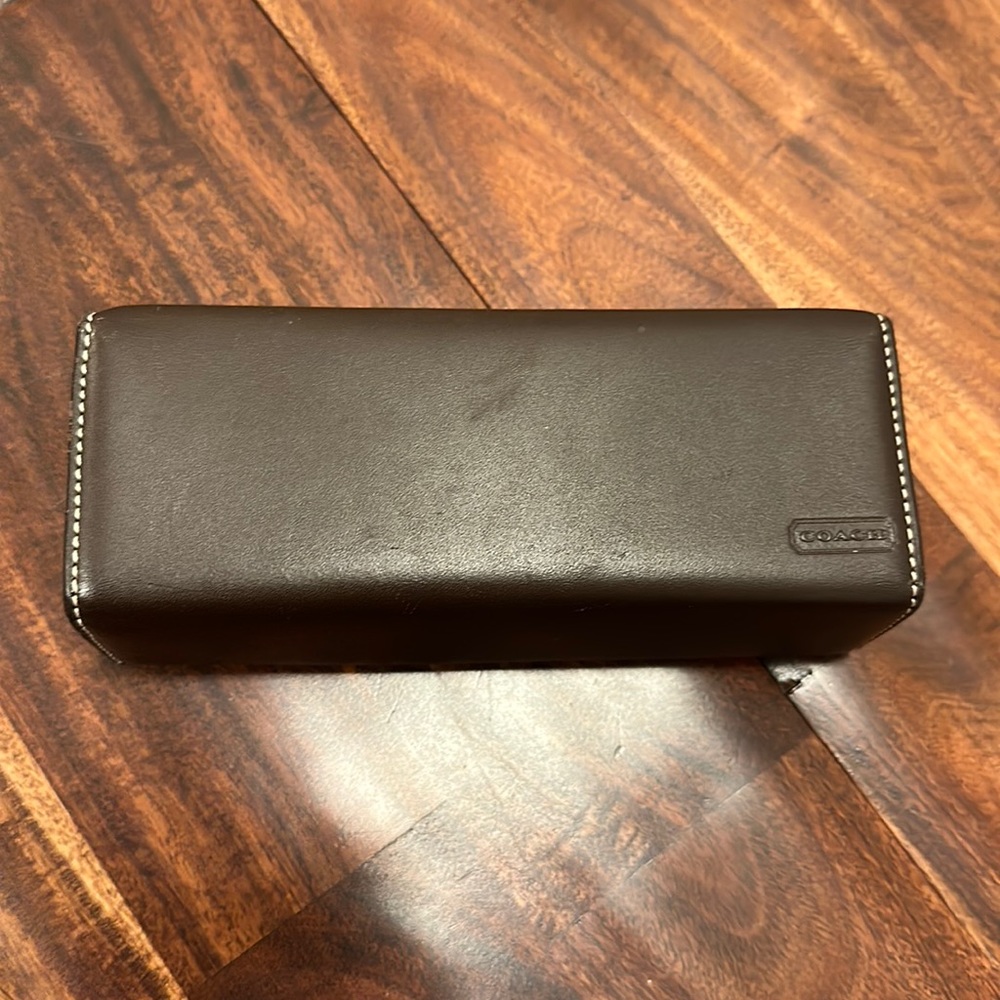 Coach glasses case brown leather